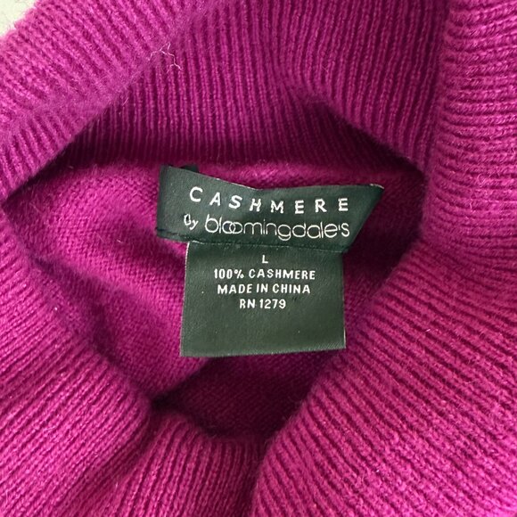 Bloomingdale’s 100% Cashmere Turtleneck Sweater Hot Pink Size M - Picture 3 of 7